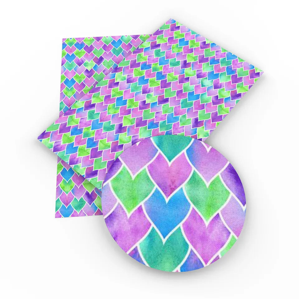 Lime & Purple Leaf Tiles Vegan Leather